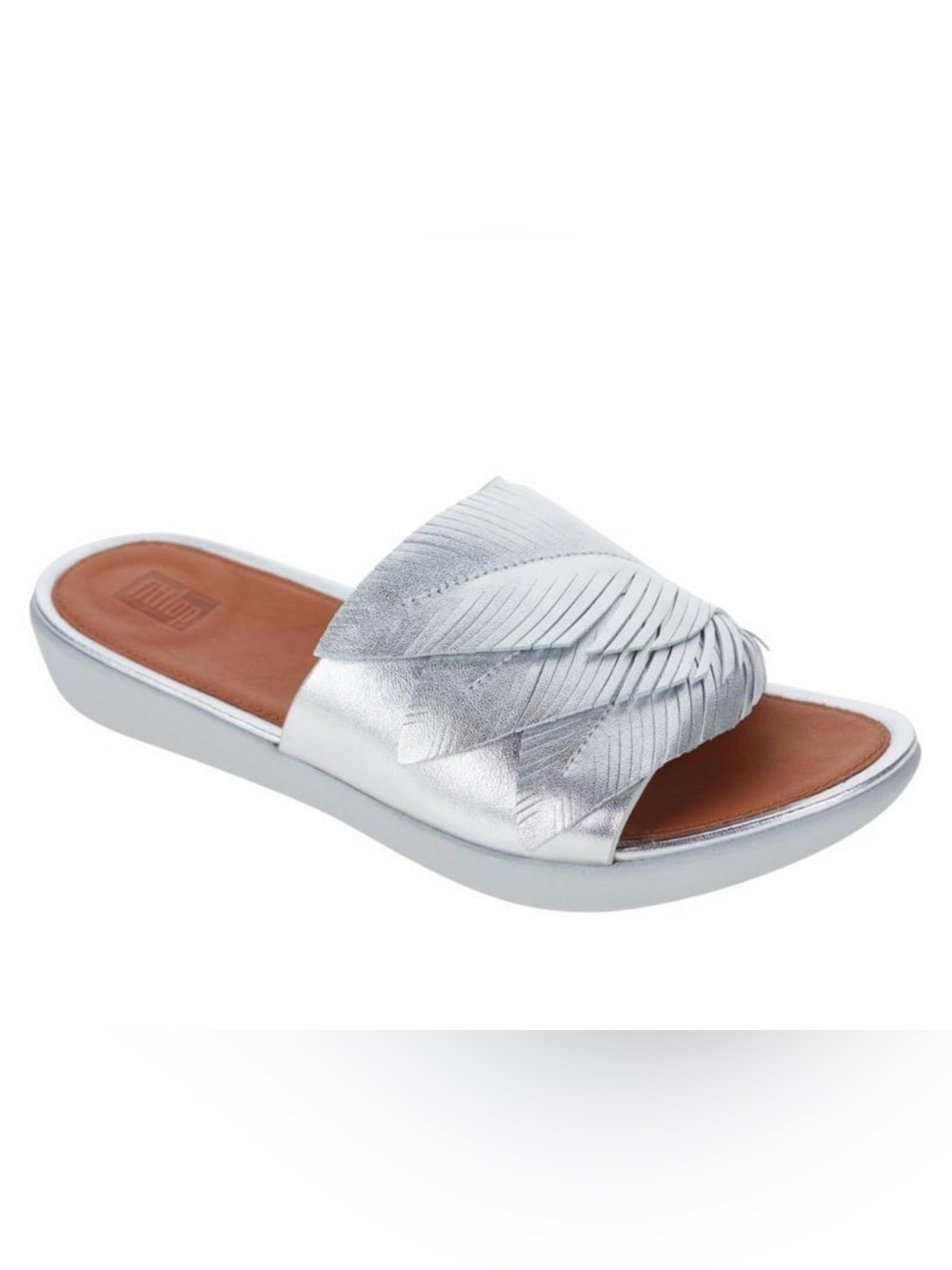 FitFlop Silver Fringe Slide Sandals size 7